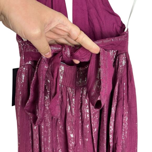 Lulu’s Charlize Magenta Striped Purple Halter Midi Dress Sz XS NWT - Picture 12 of 15